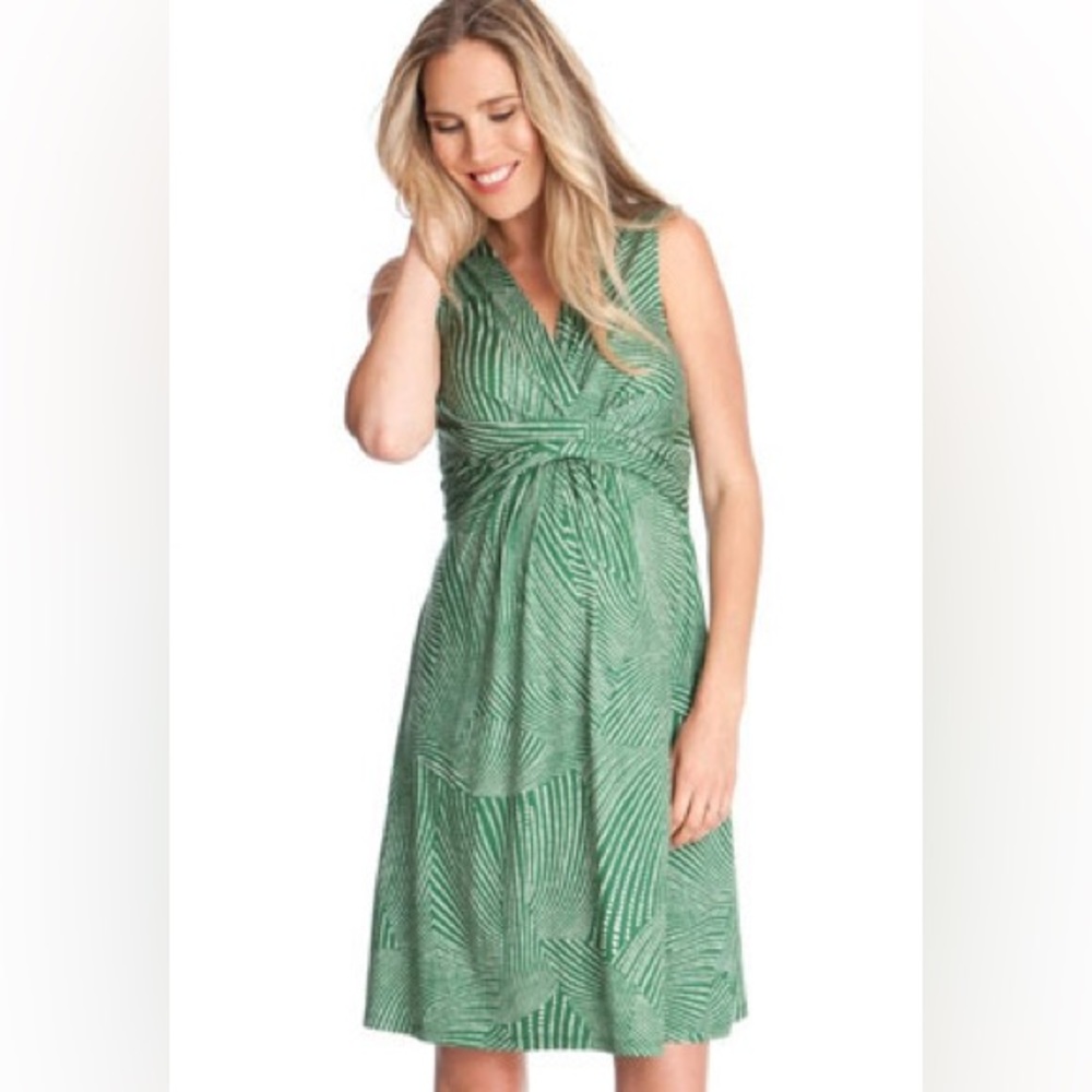 Green& white knit Seraphine maternity dress, 8